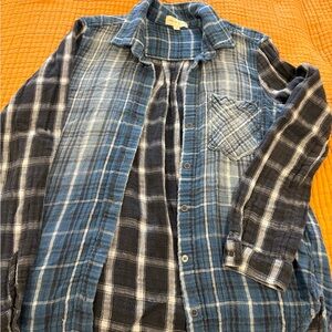 Cloth & Stone Blue Plaid Skirt